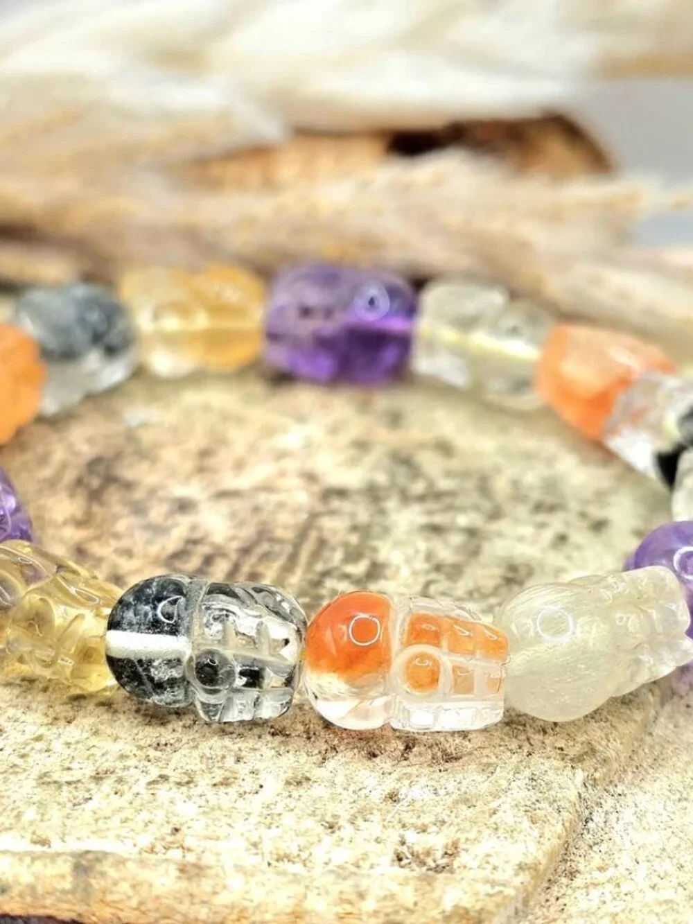 Natural High Grade Mixed Gemstones Carved Blessing Pi Xiu Bracelet